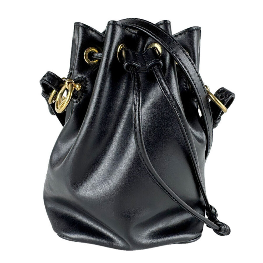 Fendi Shoulder Bag Handbag Mon Trsor Leather Black